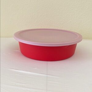 Tupperware Red 12” Round Salad Bowl & Lid